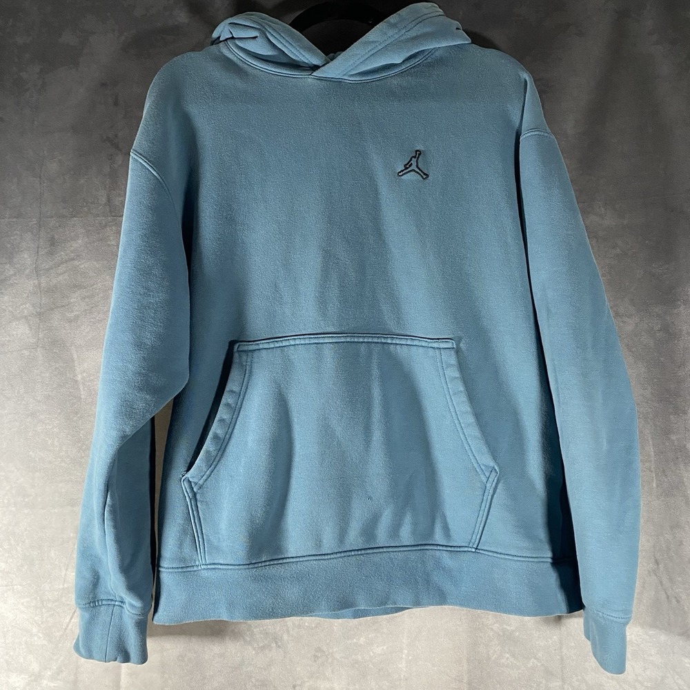 Jordan Hoodie Sweatshirt Mens Large Blue Fleece Pullover Jumpman Logo Athletic *